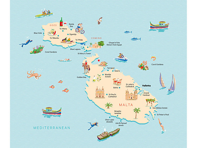 Malta editorial illustration illustrated map illustration malta map illustration mediterranean