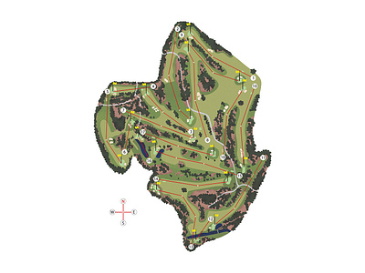 Augusta National Golf Course augusta national golf course golf illustrated map illustration map illustration