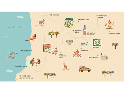 Cube and Coastline SA australia illustrated map illustration map illustration south australia