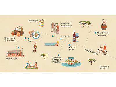 Seppeltsfield australia editorial illustration illustrated map illustration map illustration seppeltsfield south australia