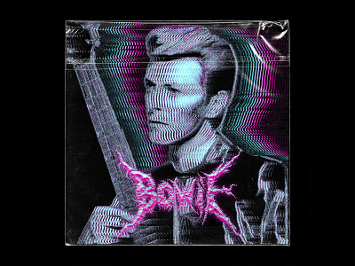 Illustration and Logotype for David Bowie artwork bowie cover art cover artwork cover design handwritten logo illustration logo logotype metal logo mockup mockup design plastic bag vaporwave