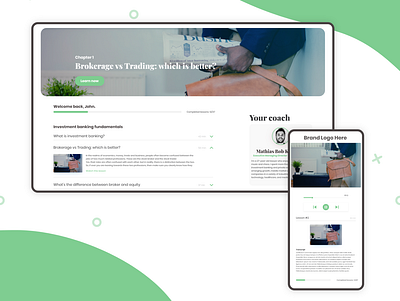 Membership area for an investment course online app banking branding design membership minimal online course ui ux web