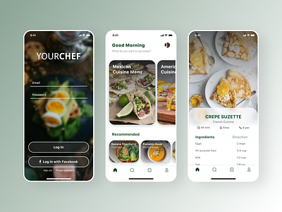 Food App Recipe app cook cooking design flat food food and drink food app minimal recipe ui ux