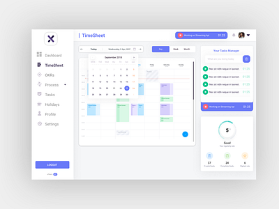 Timesheet App Design calendar design digital minimal okr timesheet todoist ui ui ux uiux ux web website