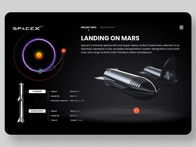 SpaceX Starship Mars concept detail page app astronomy branding design figma graphic design illustration planets space spacex ui ux