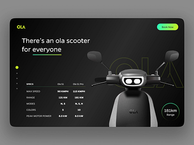 Ola Electric Scooter Landing Page Design