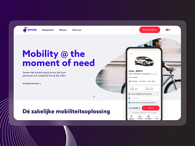 Amaze Mobility Homepage Design adobe app branding design figma fleet graphic design homepage landing page mobility solution transport transportation ui ux vehicle web website xd