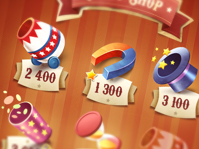 Crazy Shop circus game icons interface shop trick