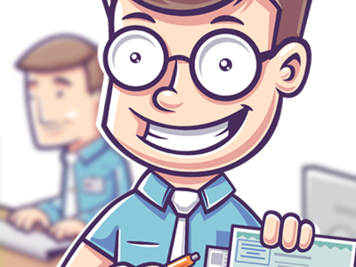 KupiPolis character funny illustration manager office seller vector