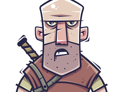 Warder barbarian character funny game illustration vector warrior
