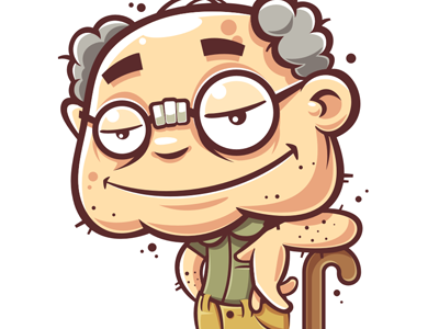 hot grandpa character funny game granddad illustration vector