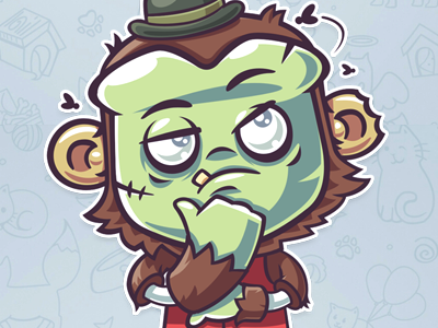 Monkey character funny illustration monkey sticker vector zombie