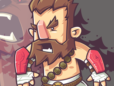 Udyr barbarian character funny game illustration league legends of vector warrior