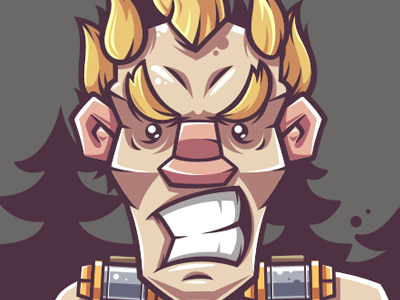 Junkrat character funny game gunman illustration madman man overwatch vector