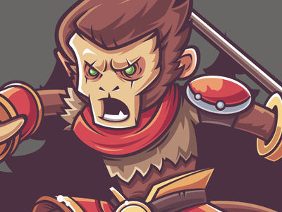 Wukong character funny illustration lol monkeys vector warrior