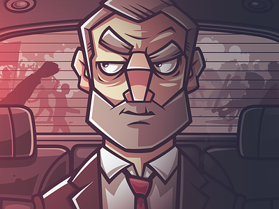Mr. Molotov businessman character funny game gunman illustration man vector