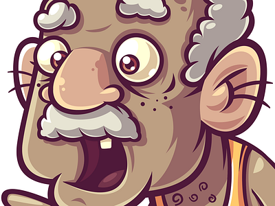 Granddad 1 character funny game granddad illustration old surprise vector