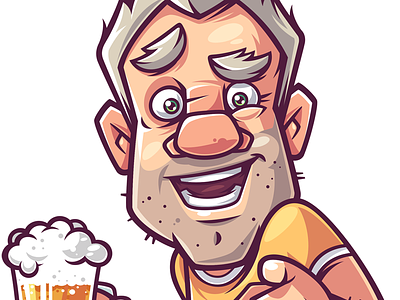 Bipo beer character fun funny game guy illustration unshaven vector