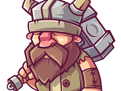 Builder. Project Odyn barbarians beard character funny game hammer illustration vector viking warrior