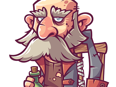 old pirate art character design funny game illustration man pirate vector
