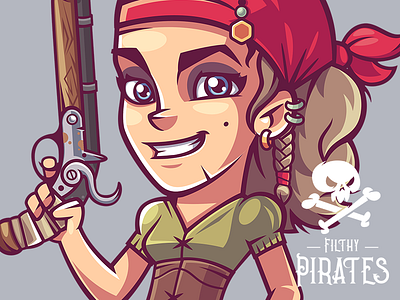 Rosa character funny game girl illustration pirate vector