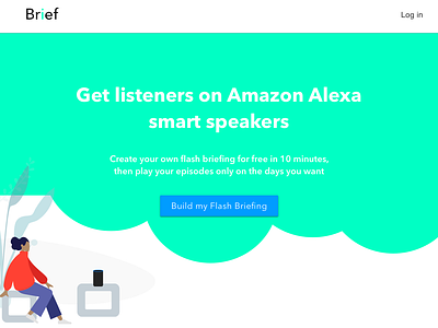 Landing page for Alexa Flash Briefing builder alexa flatdesign landing