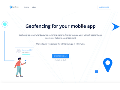 Random flat images on geofencing SDK landing page flatdesign software company