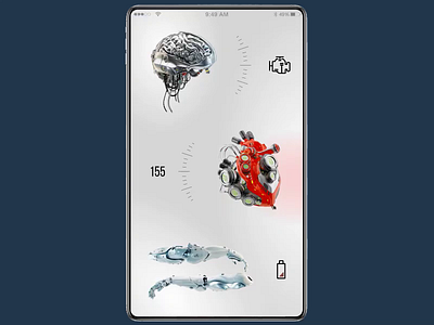 Smart body augmentations app concept animation app clean cyborg future futuristic mobile motion ui ui ux