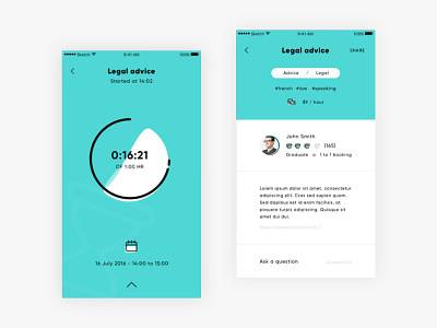 Meeting timer mobile app app category coffee landing meeting mobile profil ratings schedule sketch timer ui