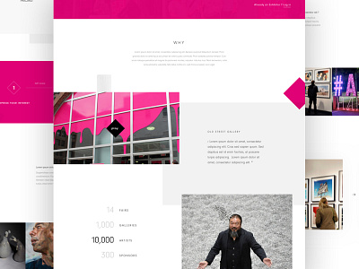 Art, ecommerce webdesign #1 Exhibit art clean elegant figures landing layout minimal numbers page simple webdesign