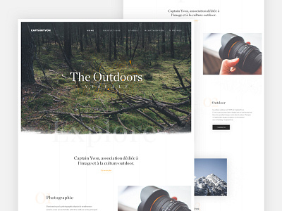 Outdoor, nature and photography landing branding camera concept home landing layout mobile nature page typography ui website