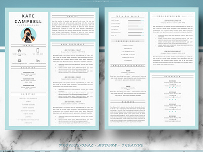 Creative and Modern Resume Template + Cover letter format - KATE by ...