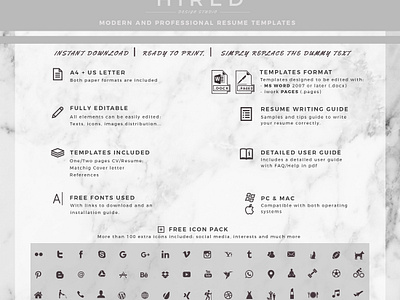 Modern Resume Design Cover Letter References Icons Tips By Hired Design Studio On Dribbble
