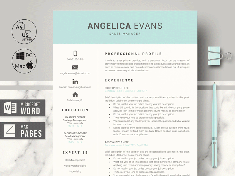 Modern & Professional Resume and Matching Cover Letter design 2 page resume 3 page resume ats resume clean resume cover letter template curriculum cv cv layout get hired instan download cv instant download resume minimalist cv modern resume professional cv professional reume references page resume design resume format resume template resume to land a job