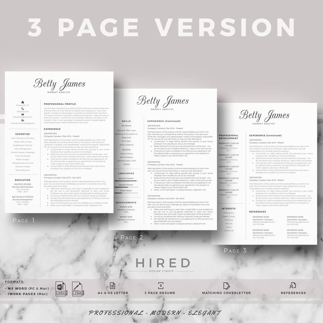 Professional & Modern Resume Template for Market Analyst - BETTY by ...