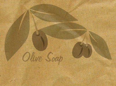 Olive graphic on brown paper