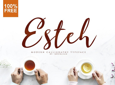 Esteh Awesome calligraphy typeface font Free font freebies freefont typogaphy