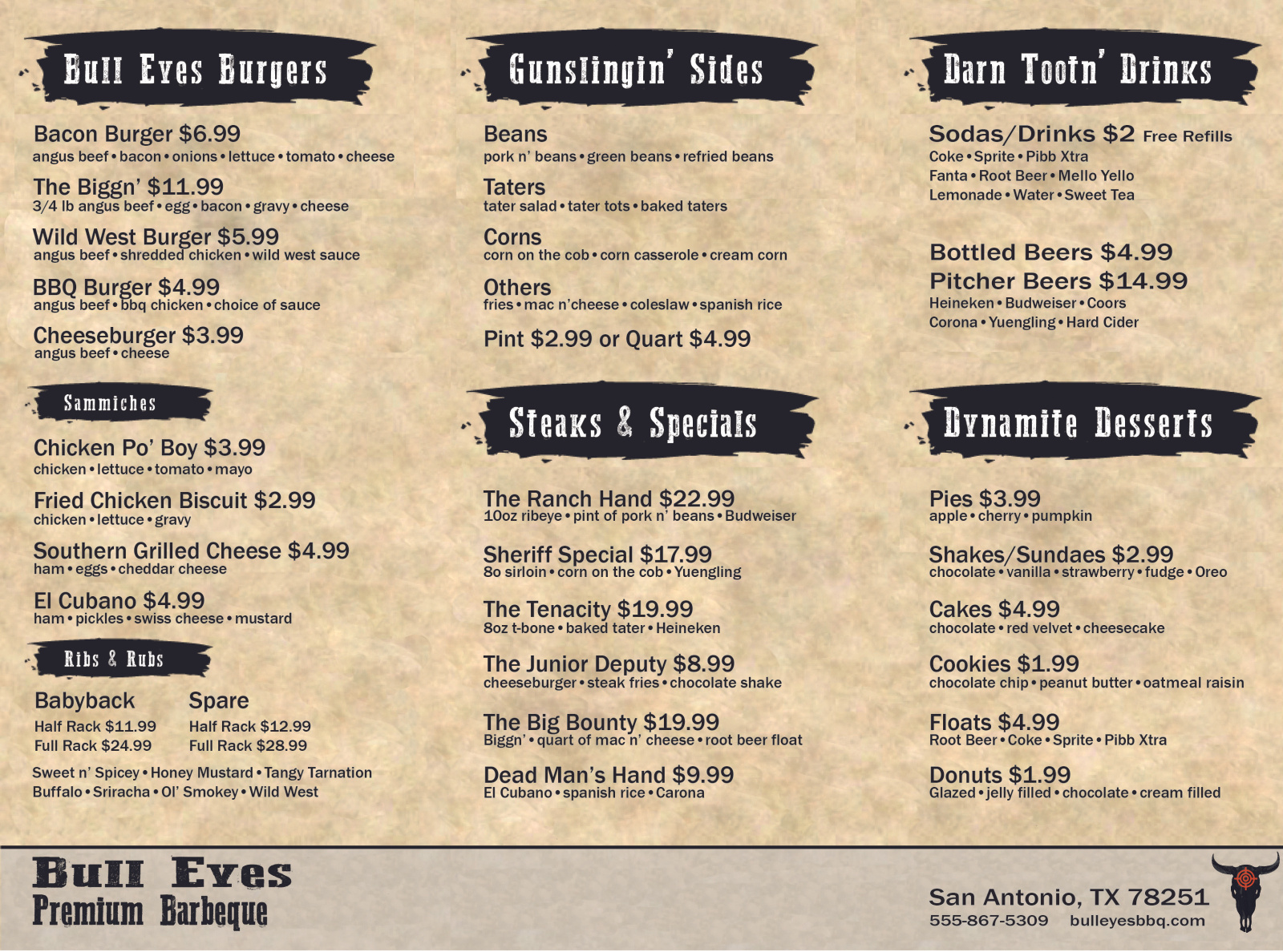 Bullseyes Premium BBQ Menu by Aleksander Weber on Dribbble