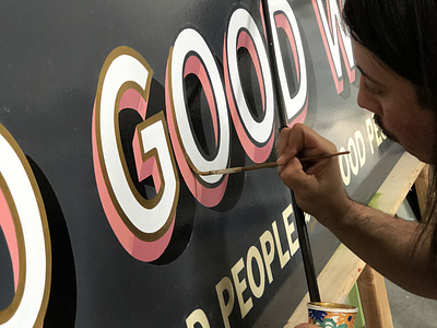 Sign painting process for Studio Dzo