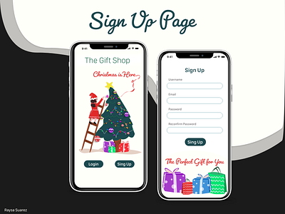 UX Challenge 1 - Sign Up Page app challenge christmas christmas tree gift green ios mobile mobile ui modal red shop signup trees uichallenge