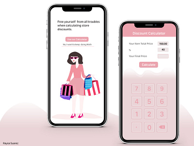 UI Challenge Day 4: Calculator bags calculator discount dress fashion glasses illustration math numbers pink sale shop store store app stores style woman