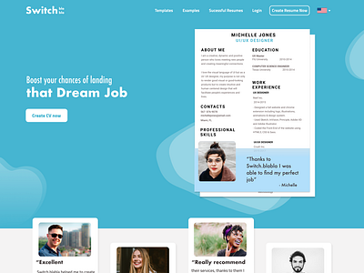 Home Page for an online CV builder company.