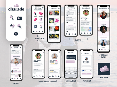 Charade App app design brand design brand identity graphic design icon design icons ux web design