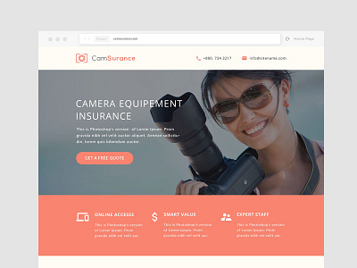 Camsurance WIP design landing page psd ui ux web webdesing