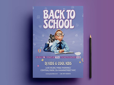 Back to School Flyer PSD Template back 2 school back to school business diy flyer editable flyers instant download kids flyer launcheon party flyer print ready psd school party flyer sujonmaji