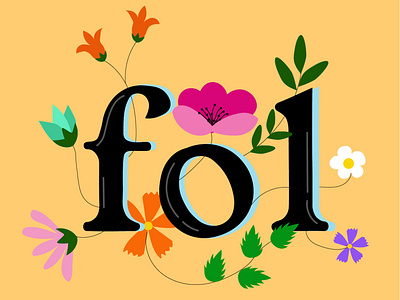 Fol in flowers flowers ilustration letters logo