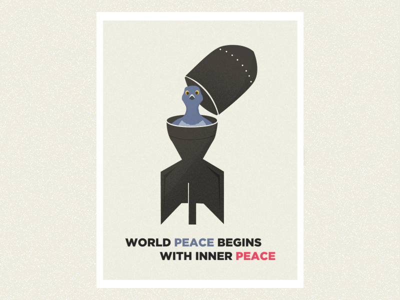 Inner peace after effects animation art design illustration inner peace peace pigeon poster rocket typography vector