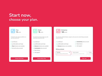 Pricing page concept