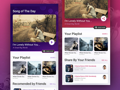 Music App app design music music app music lover notes song of the day songs track of the day ui uidesign ux