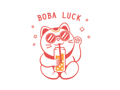 Boba Luck boba cat character character design illustration luck lucky cat money